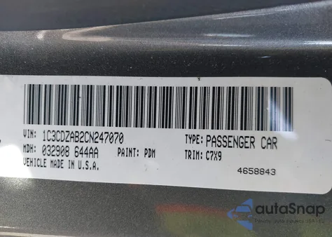 2012 Dodge Avenger Se from USA, damaged, VIN 1C3CDZAB2CN247070